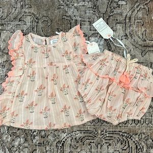 Bonheur du Jour Paris baby girls bloomer set. NWT